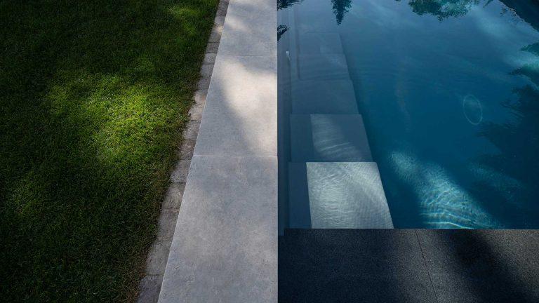 Randsteine und Pooltreppe