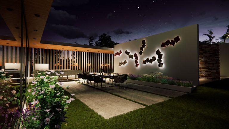 Beleuchteter Essbereich